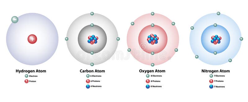 Molecular structure of four different elements