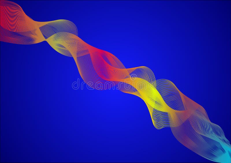 Abstract colored waves, abstract waves on blue background stock illustration