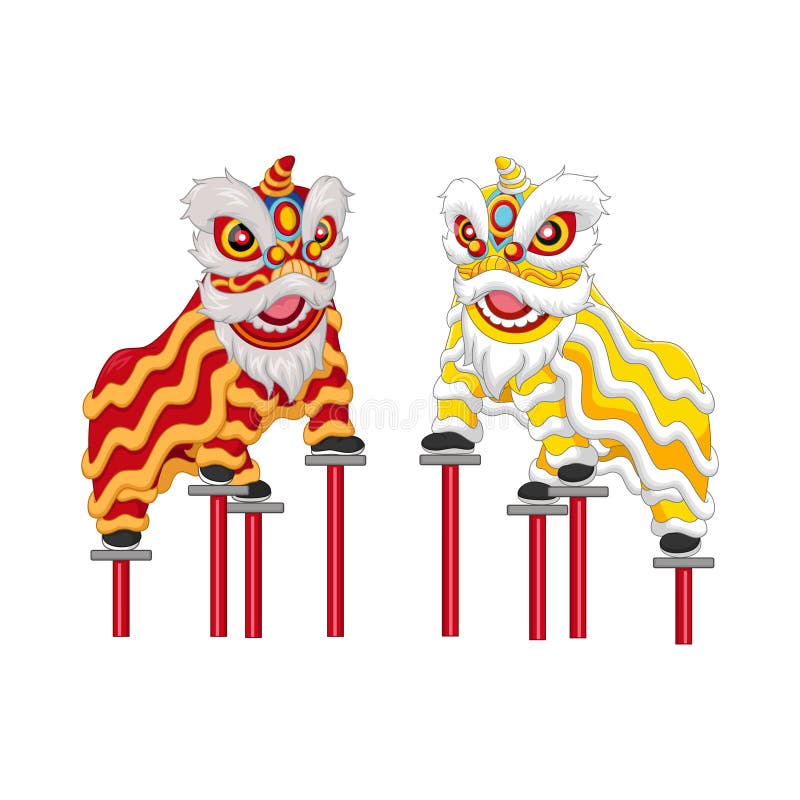 Illustration of Two Chinese new year lion dance