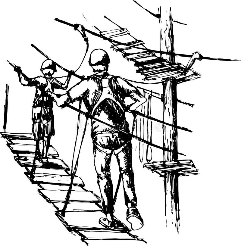 Of a Man and a Child Wearing Harnesses and Climbing Gear in Adventure