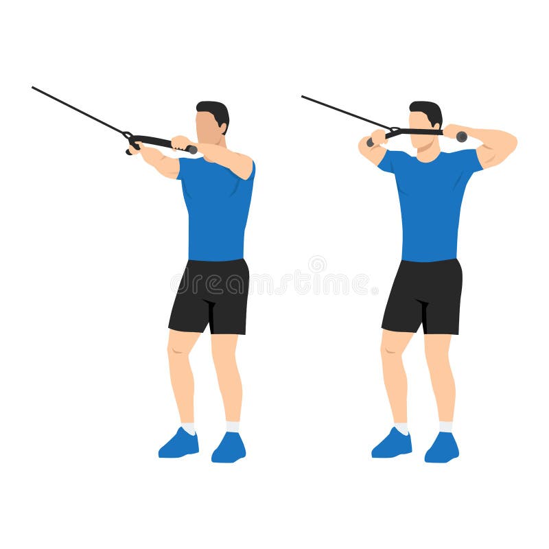 Man doing cable face pull exercise royalty free illustration