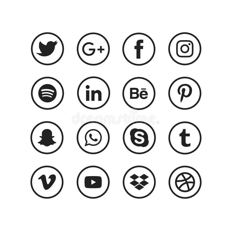 Rounded Web and Social Media Logo Collection Editorial Image ...