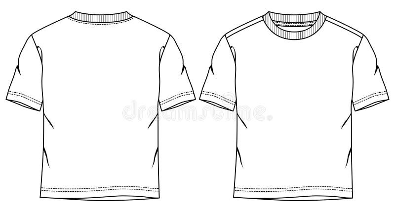 Men Boys T Shirt Fashion Flat Sketch Template. Technical Fashion Illustration Vector Illustration of fashion, outline: 211194406