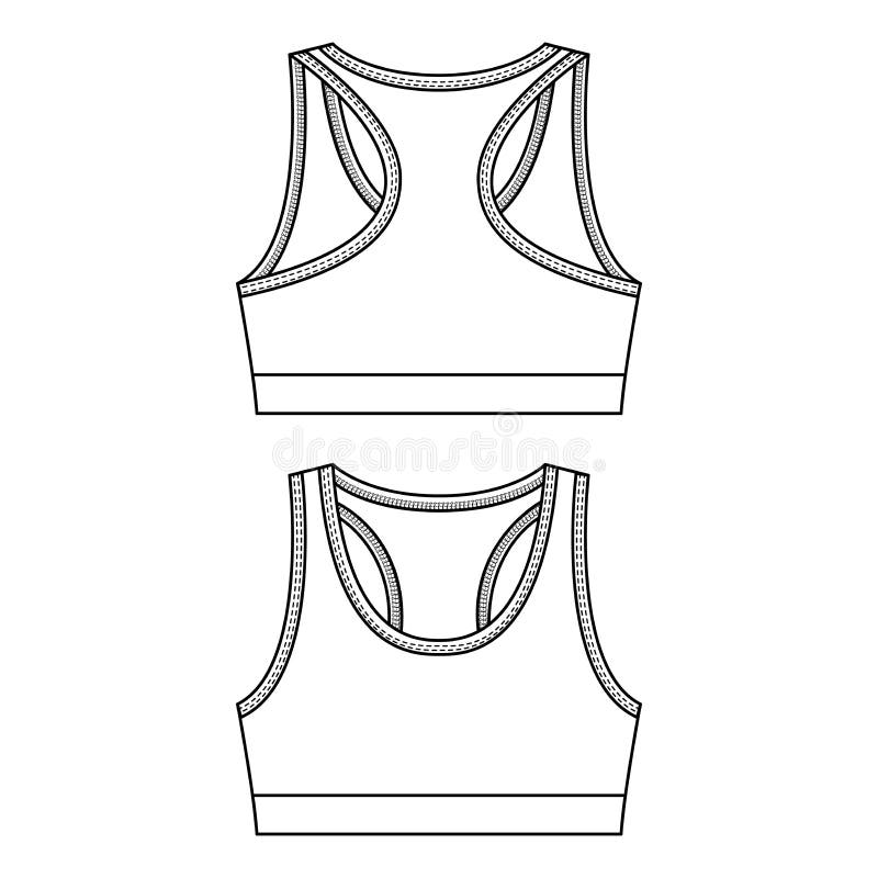 Technical sketch of light blue color sport bra. Casual clothes for