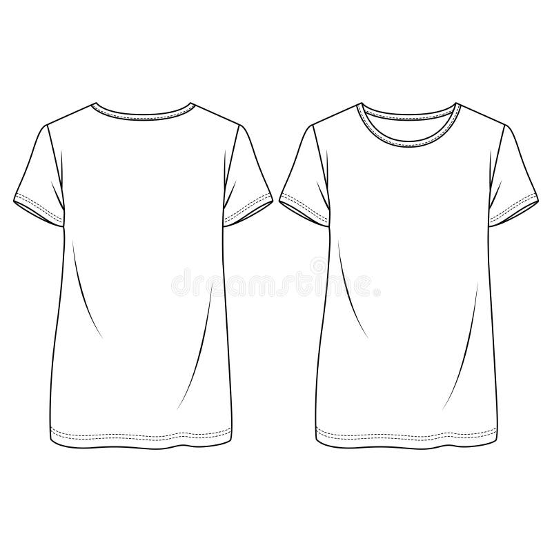 Women Baggy Fit Short Sleeves T-shirt Fashion Flat Sketch Template ...