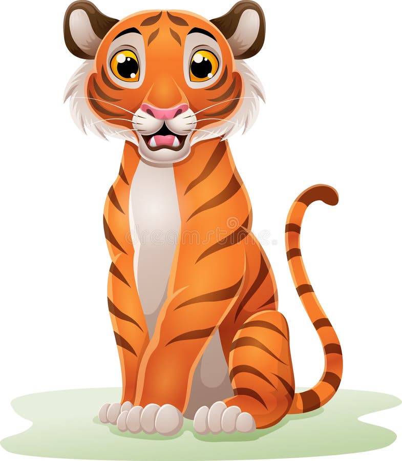 Cartoon Tiger Sitting in the Grass Stock Vector - Illustration of animal,  africa: 216831599