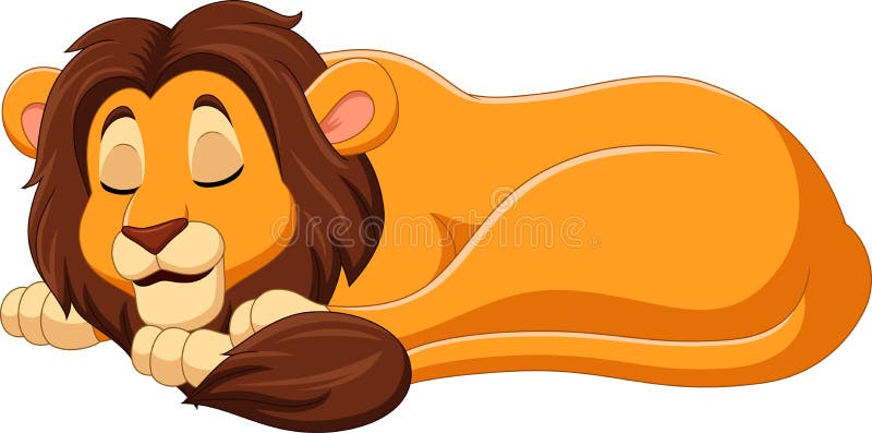 Cartoon Lion Sleeping on White Background Stock Vector - Illustration of  male, comic: 217051457