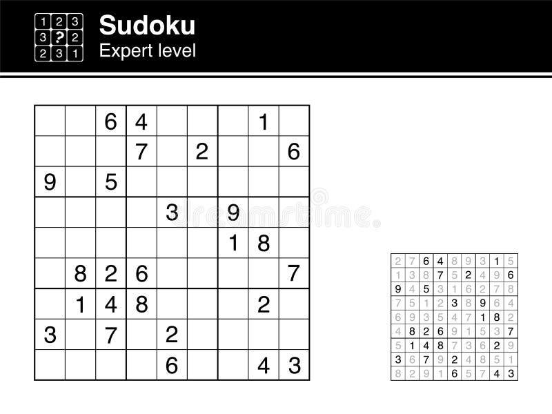 sudoku hard level black and white with solution stock vector illustration of game icon 228901761