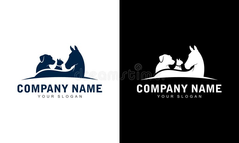 Ilustration vector graphic of Creative logo design. Horse, Dog, Cat vector template on black and white background vector illustration