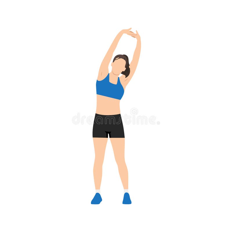 Woman Doing Standing Side Bend Stretch Exercise. Stock Illustration -  Illustration of bend, cardio: 220571866