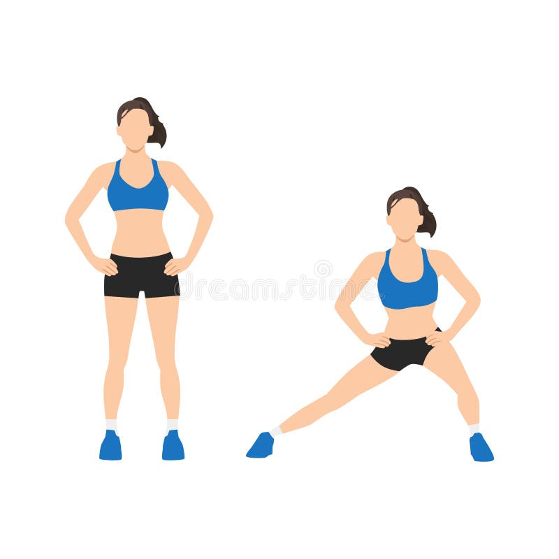 Woman doing Sumo Barbell deadlifts exercise. Flat vector illustration  isolated on white background 6417689 Vector Art at Vecteezy