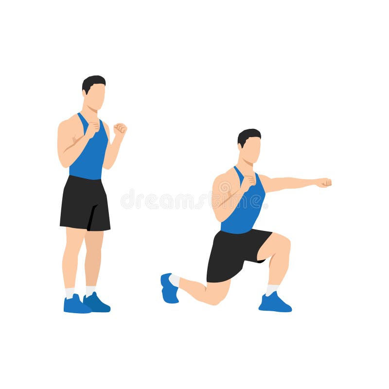 Man doing boxing moves exercise. Jab Cross Hook and Uppercut movement. Shadow  boxing. Flat vector illustration 23487466 Vector Art at Vecteezy