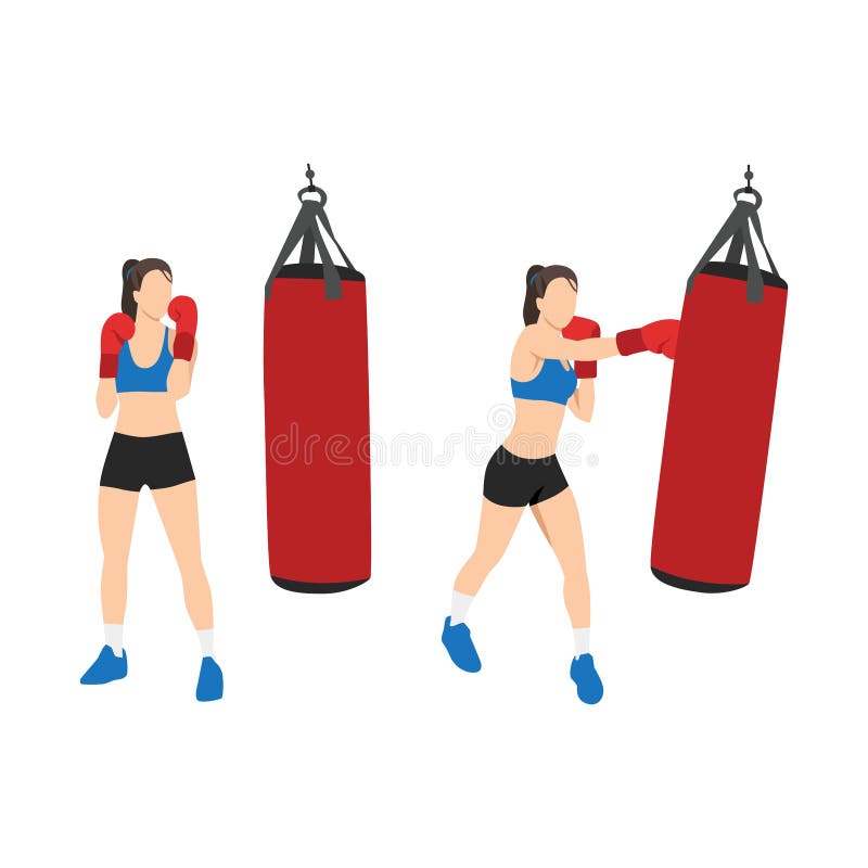 Man doing boxing moves exercise. Jab Cross Hook and Uppercut movement. Shadow  boxing. Flat vector illustration 23487466 Vector Art at Vecteezy