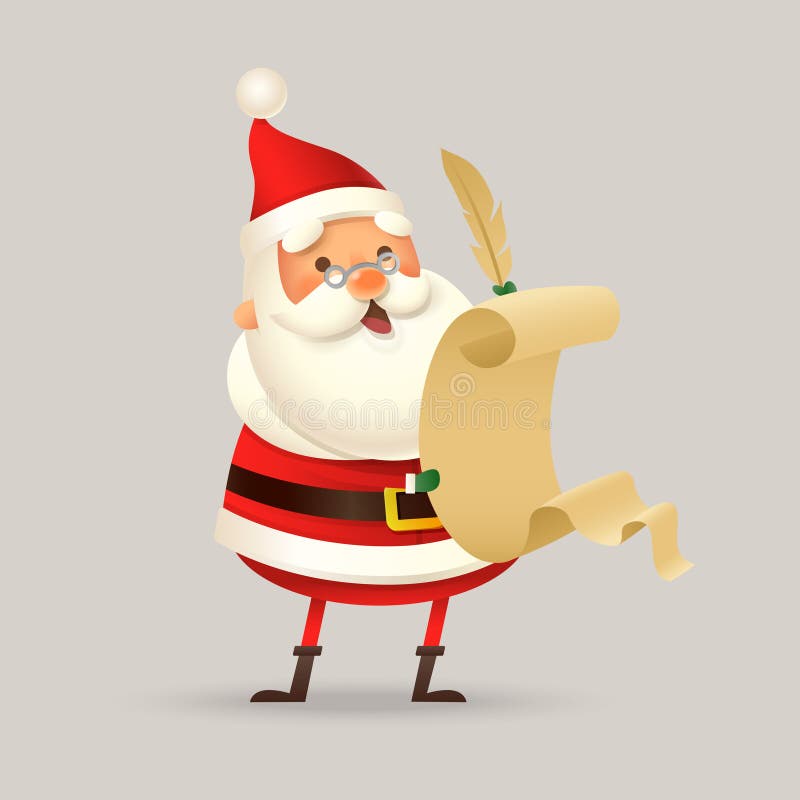 Cute Santa Claus with checking list - vector illustration isolated vector illustration