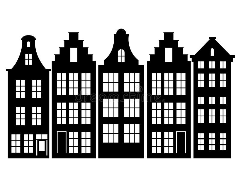 Holland building architecture silhouette isolated vector illustration