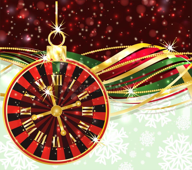 Christmas Casino Wallpaper with Poker Roulette Stock Vector