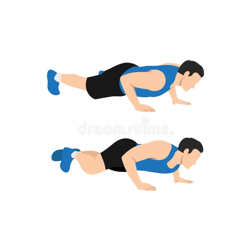 Man doing Spider-man press-up exercise. Flat vector