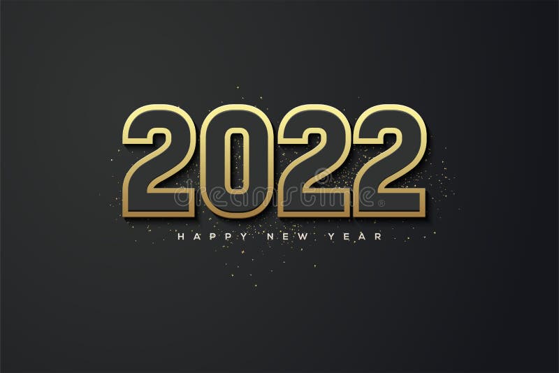 Happy New Year 2022 with Black Numbers Wrapped in Luxurious Gold Color ...