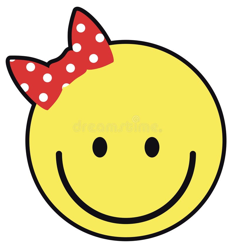 Girly Smiley with Polka Dot Bow Stock Vector - Illustration of cute ...