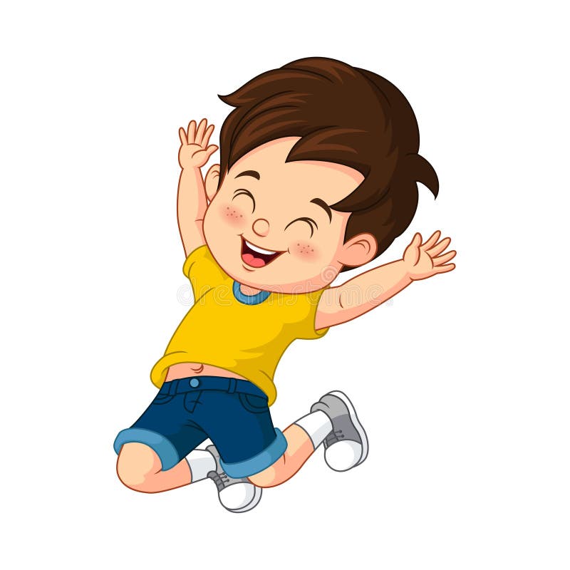 Cartoon Happy Little Boy Jumping Stock Vector - Illustration of little,  school: 233036339