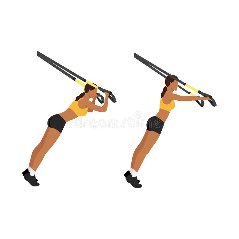 Woman doing TRX Suspension straps triceps extensions royalty free illustration