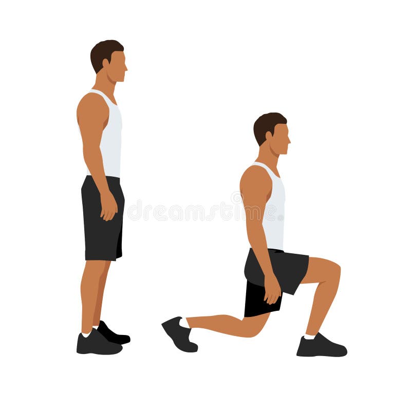 Illustrated Exercise Guide by Healthy Man Doing Lunges Stock Vector ...