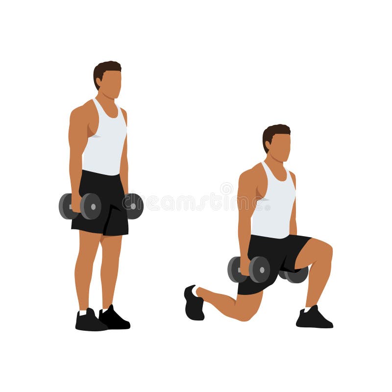 Man Doing Dumbbell Lunges Exercise Stock Illustrations – 52 Man Doing ...