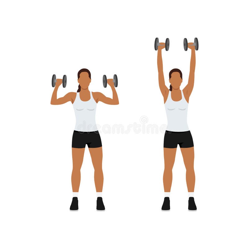 Woman doing Dumbbell overhead shoulder press royalty free illustration