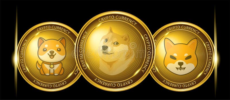 Icon set Doge coins, Doge coin, shiba inu , Baby Doge, Doge meme cryptocurrency vector illustration