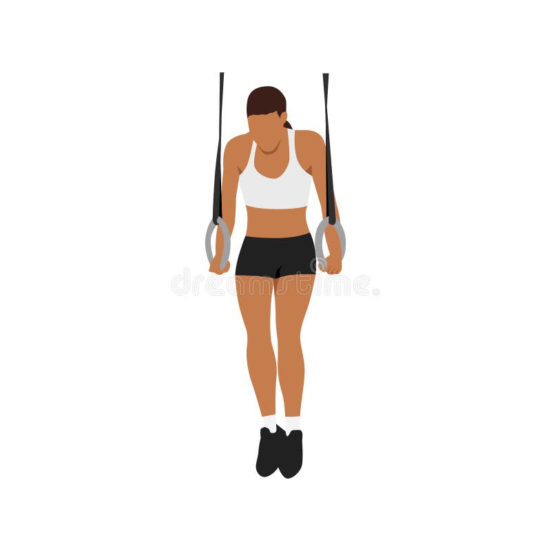 Woman Doing Gymnastic Ring Support Position Stock Illustration