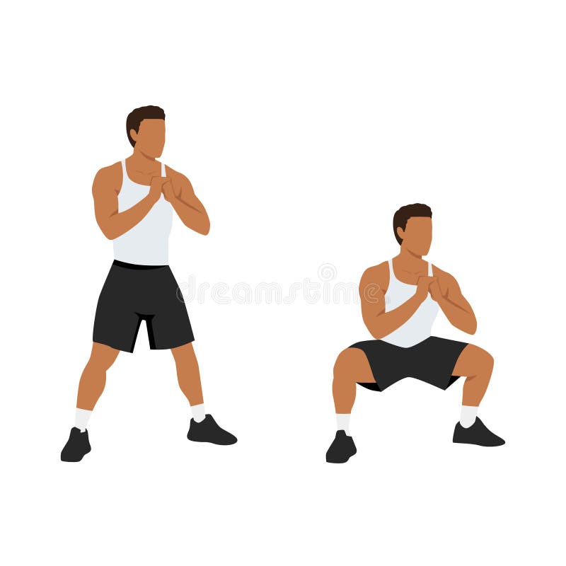 Man Doing Bodyweight Sumo Wide Stance Squats Stock Illustration ...