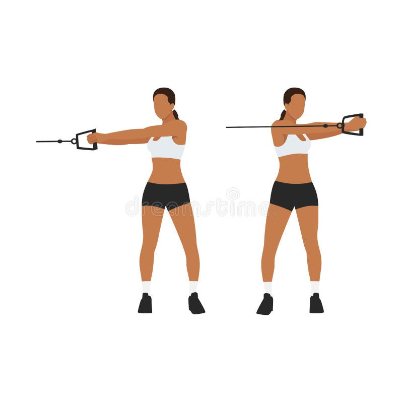 Woman doing Cable core rotation exercise. vector illustration