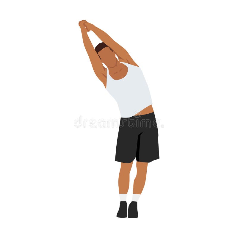 Man Doing Standing Side Bend Stretch Exercise. Stock Vector