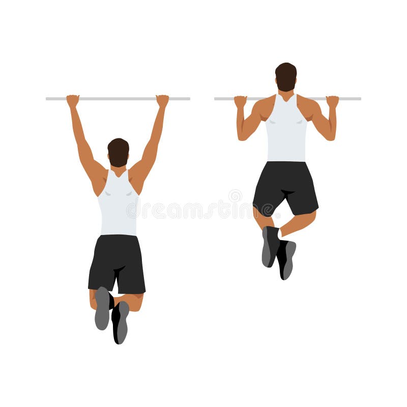 Muscle up on bar calisthenics movement Royalty Free Vector