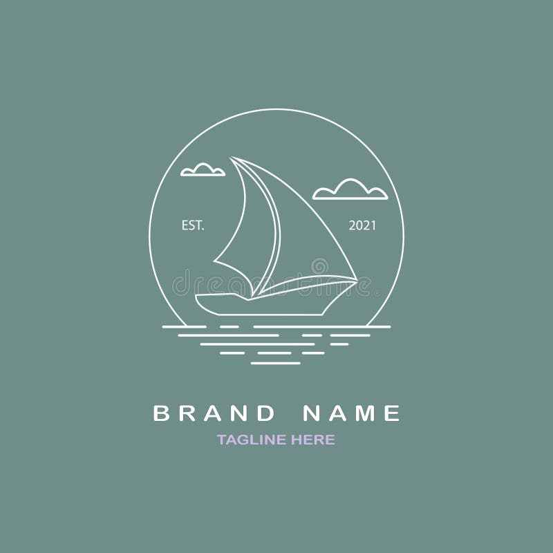 Sailboat logo vintage template design vector for brand or company and other vector illustration