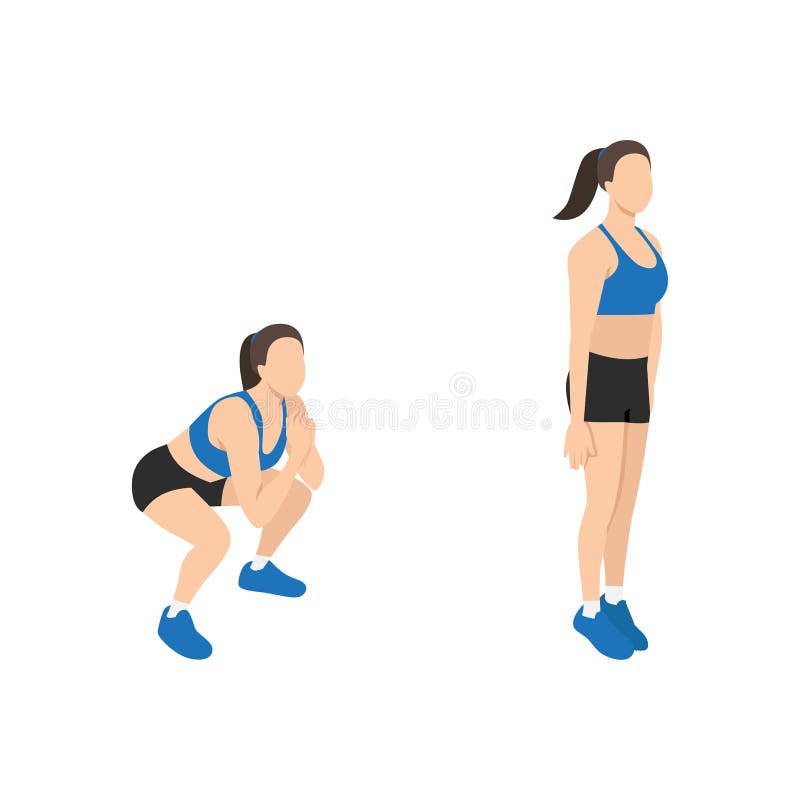 Floor power jumps knee to jump squats exercise Vector Image