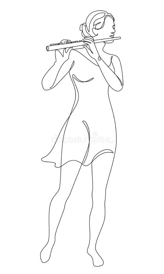 Continuous Line Drawing Flute Stock Illustrations 86 Continuous Line