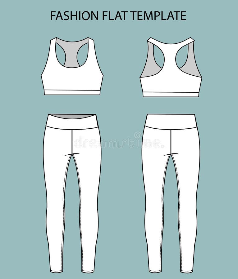 Girls Capri Length Legging fashion flat sketch template. Women