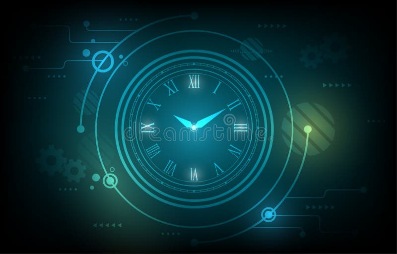 Abstract Vector Futuristic Technology with Clock Concept and Time ...