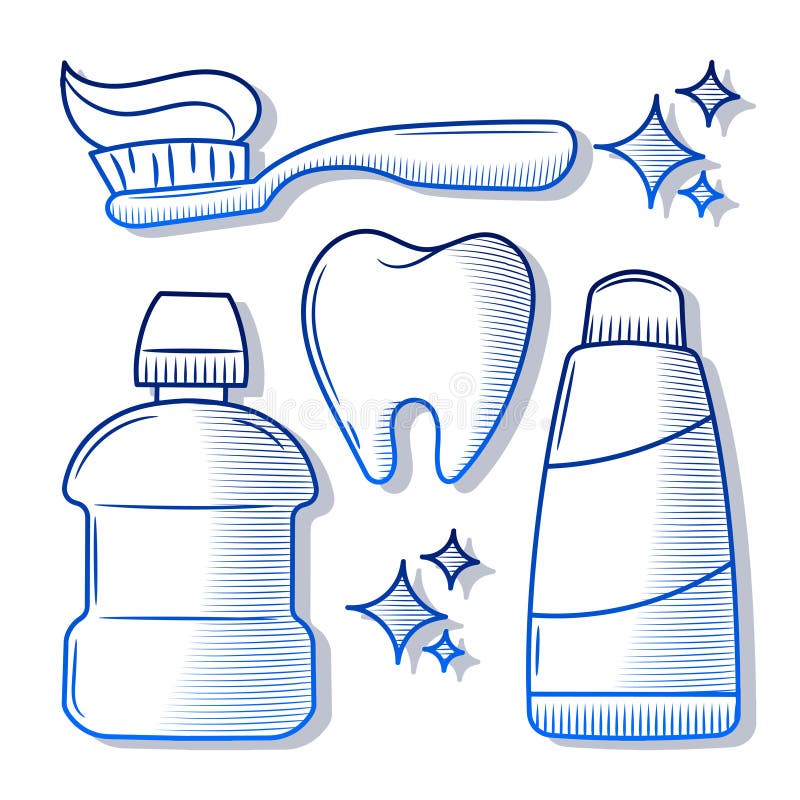 Colored Tooth Dental Cleaning Equipment Stock Vector Illustration of