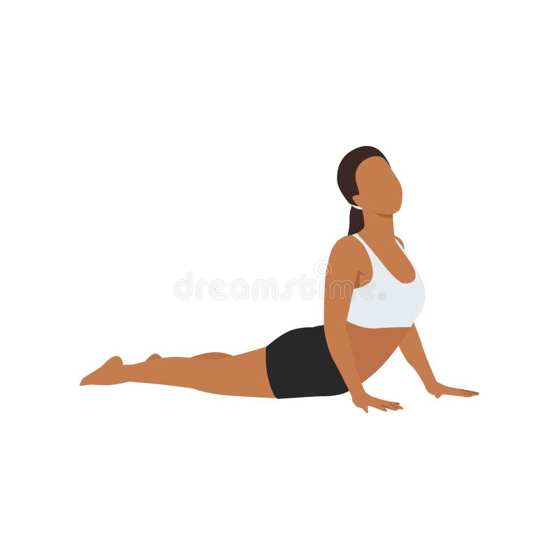 Woman doing Cobra abdominal stretch. Old horse stretch. Abdominals