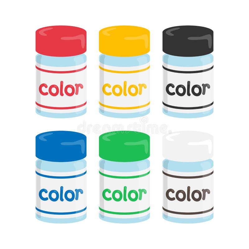 Bottles Glass of Poster Paints for Art Craft Vector Stock Vector Illustration of artist, hobby