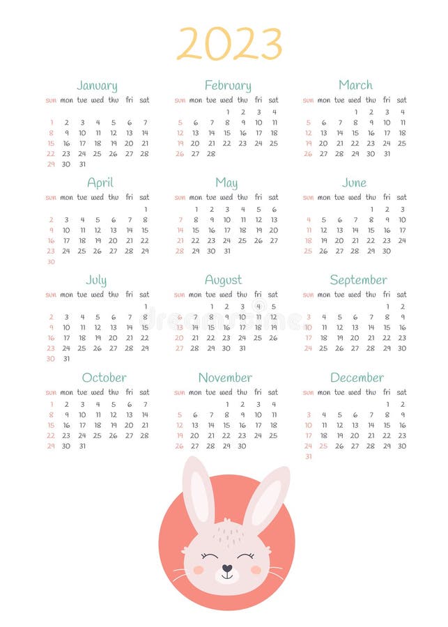 calendar-2023-design-template-with-cute-rabbit-year-of-the-rabbit
