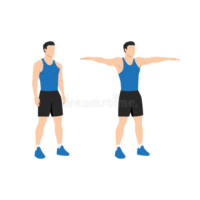 Man Doing Double Arm Side or Lateral Raises Exercise. Raise Both Arms ...