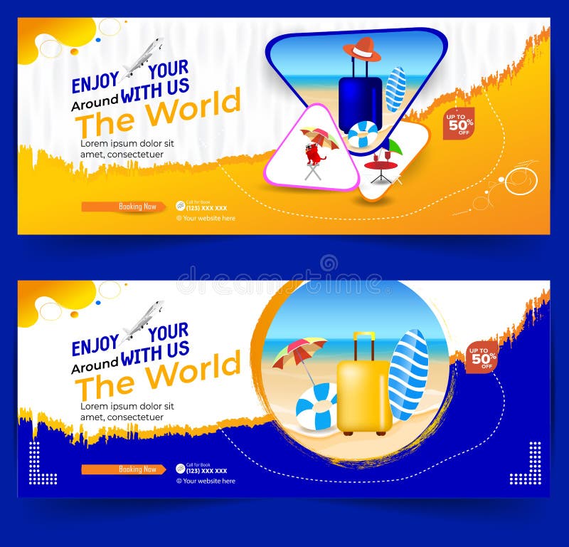 Travel and Tour Social Media Cover or  Banner. Travel Agency World