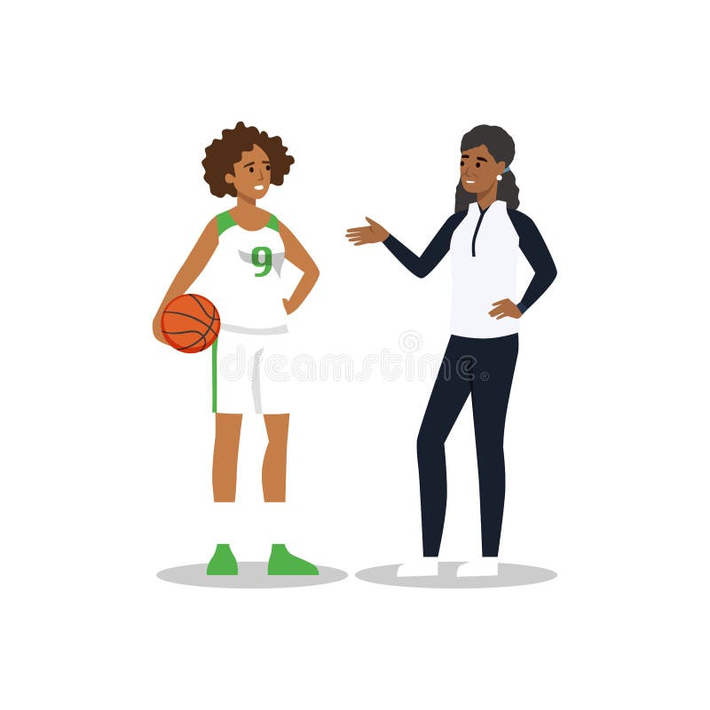 Basketball Coach and Her Athlete Communicating. Communication Stock Illustration Illustration