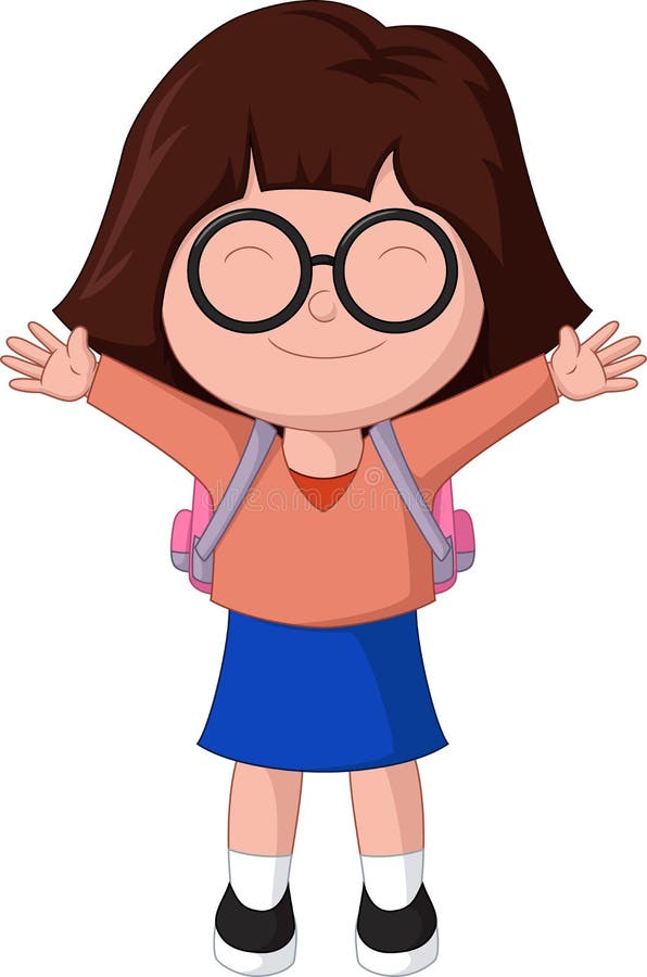 Cute Little School Girl Cartoon Stock Vector Illustration of funny, education 257364416