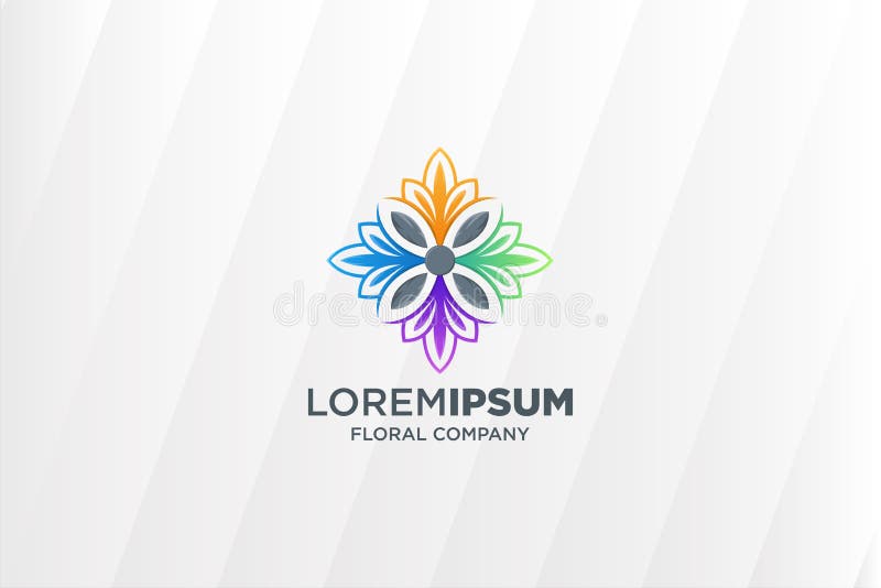 Abstract Geometric Flower and Leaves Logo Template. Stock Vector