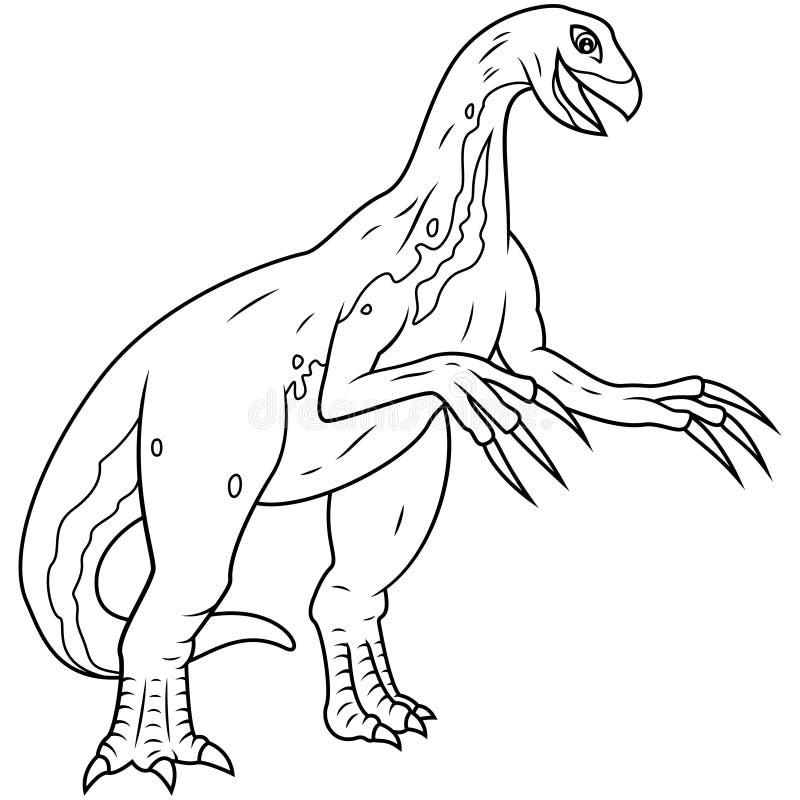 Hand Drawn of Therizinosaurus Line Art Stock Vector Illustration of