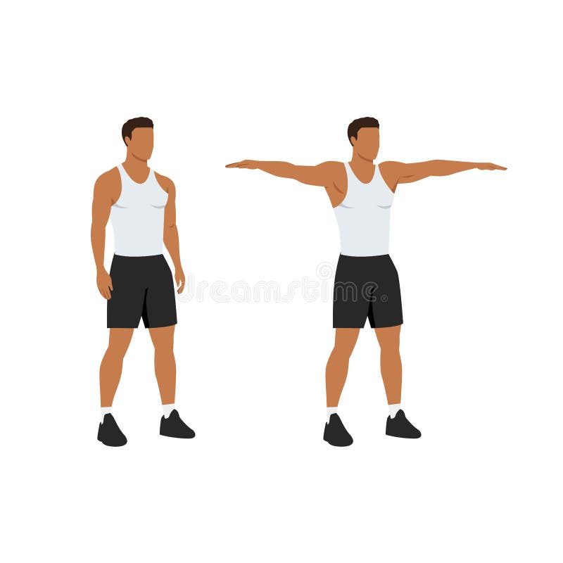 Man Doing Double Arm Side or Lateral Raises Exercise. Raise Both Arms ...